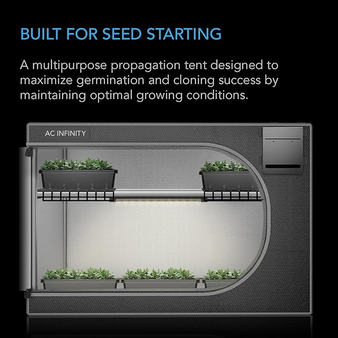 AC Infinity CLOUDLAB Advance Propagation Grow Tent, 24"x24"x36" with Support CFM Bars and Shelf Racks, 2000D Diamond Mylar Canvas, for Germination, Cloning, Mushrooms, Early Indoor Plant Growing