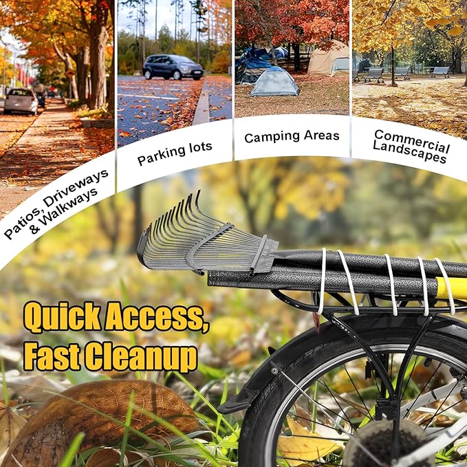 Rake for Leaves: Heavy Duty Metal Leaf Rake with 25 Tines- 18" Wide Head, 79" Splicing Handle, Durable Steel Yard Lawn, Garden,Camping Clean Gardening Tools for Thatch Grass Leaves Gravels Mulch