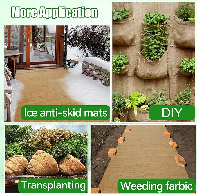 ANPHSIN 30ftx40in Natural Burlap Plant Covers Freeze Protection - Winter Frost Blankets Cloth Fabric Roll for Outdoor Bushes Trees Potted Plants Cold Weather