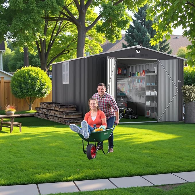 10x12 FT Metal Storage Shed with Window,Outdoor Storage Building,Large Backyard Sheds,Waterproof Outside Storage Sheds