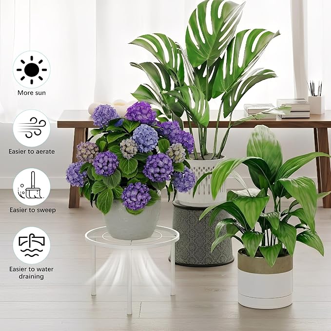 5 Pack Metal Plant Stands, Anti-Rust Plant Pot Shelf, Heavy Duty Black Iron Plant Stand, Rustproof Iron Round Planter Potted Holder for Home,Patio,Balcony Decor(WhiteCircle)