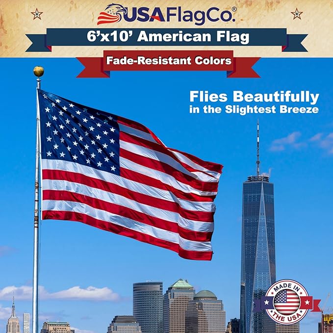 American Flags for Outdoors | USA Flag Co. Made in USA: The Best 6x10 Embroidered Stars and Sewn Stripes, United States Flag 6 x 10 ft
