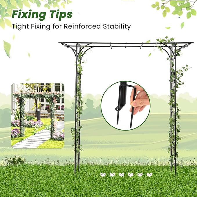 SAFSTAR 81-Inch Garden Arch, Metal Arbor Archway for Climbing Plants, Decorative Lawn Arbor, Heavy-Duty Arch Trellis for Climbing Plants Outdoor Wedding Ceremony Party Backyard