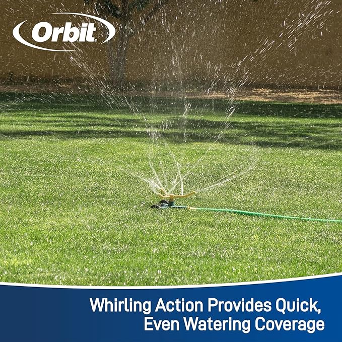 2-Pack Orbit 58257N 3-Arm Metal Sprinkler with Wheel Base - Durable 3-Arm Sprinkler with Convenient Wheel Base