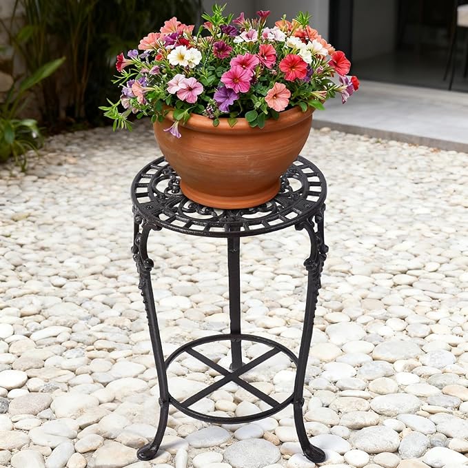Notakia Large Plant Stand Indoor Outdoor Clearance Heavy Duty Cast Iron Plant Table for Patio & Garden, Tall Vintage Decorative Metal Plant Rack, Wrought Iron Flower Pot Holder for Home Garden Porch Yard