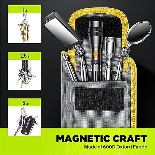 Telescoping Magnetic Pickup Tool Set, Inspection Mirror Telescoping, LED Flashlight, Cool Gadgets for Men, Gifts for Dad, Husband, Kids, Boyfriend, Magnet Stick (Yellow)
