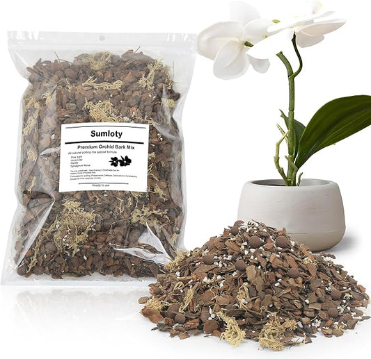 Orchid Potting Mix for Repotting - 2.5QT Fast-Draining Soil with Pine Bark, Perlite, Moss & Leca Clay, Breathable Mix for Healthy Roots,Ideal for Repotting & Indoor Orchid Plants