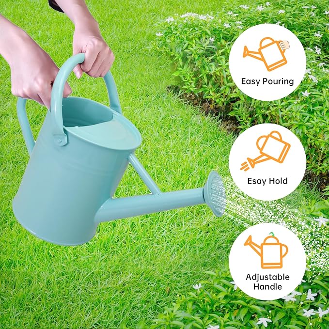 Metal Watering Can for Outdoor Plants, 1 Gallon Galvanized Steel Watering Can with Removable spout for Outdoor & Indoor Use, Perfect for Garden Flower, Houseplants, Mint