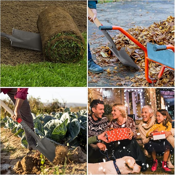Flat Spade Garden Shovel Edging Shovels with Wooden Handle for Digging Gardening Planting Edging, 43 inches