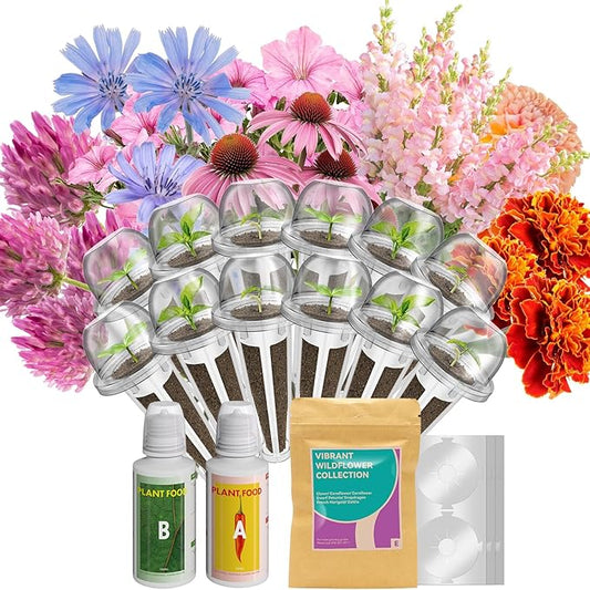inbloom 12-Pod Flower Seed Pod Kit for AeroGarden, iDOO, Ahopegarden, MUFGA Hydroponic Growing System, Included French Marigold, Snapdragon, Dwarf Petunia, Coneflower, Dahlia, Cornflower, 400+ Seeds
