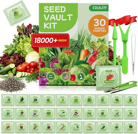 30 Heirloom Seeds Variety Pack - 18,500+ Non-GMO Seeds for Planting Vegetables, Home Garden Seeds for Hydroponic, Indoor and Outdoor, Christmas Unique Gift for Mother, Women, Mom, Friend, Her