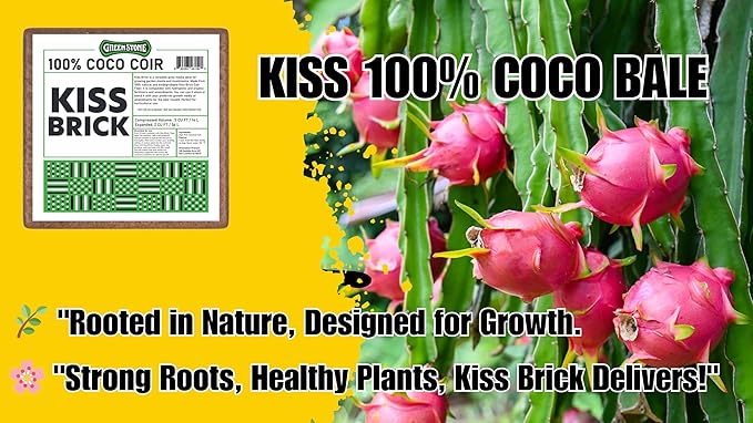 Greenstone Kiss 100% Coco Bale 5kg 11 lbs - Coco Coir Bricks for Hydroponics | Expandable 2 CU FT | Compatible with Perlite for Plants & Worm Castings | Sustainable & Biodegradable