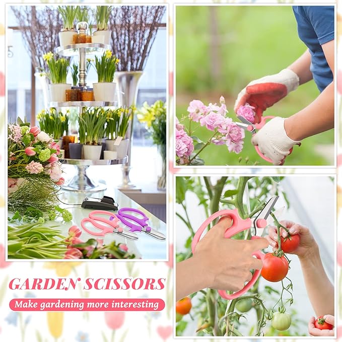 Kigeli 8 Pieces Garden Flower Scissors Floral Shears Garden Pruning Shears with Comfortable Handles for Flower Arrangement Fruit Picking Trimming Household