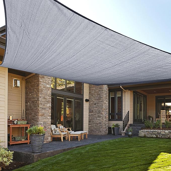 LOVE STORY Custom Size 5'x8' Silver Grey Sun Shade Sail Rectangle UV Block Canopy Patio Sail Sunshades Fabric for Outdoor Garden Carport (We Make Custom Size)