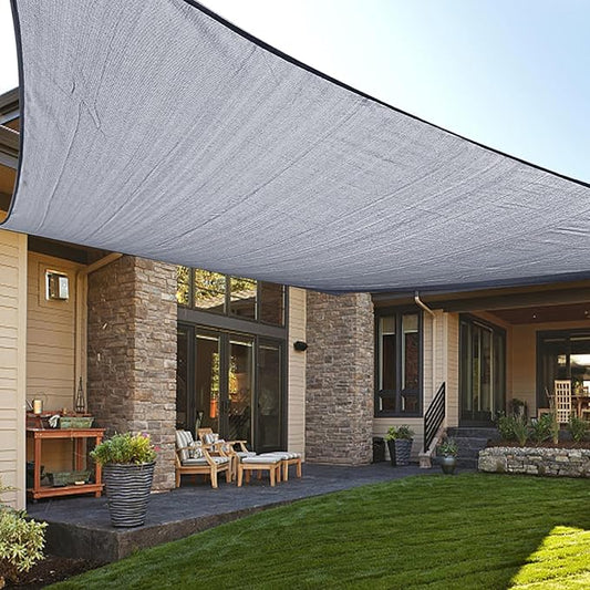 LOVE STORY Custom Size 8'x9' Silver Grey Sun Shade Sail Rectangle UV Block Canopy Patio Sail Sunshades Fabric for Outdoor Garden Carport (We Make Custom Size)