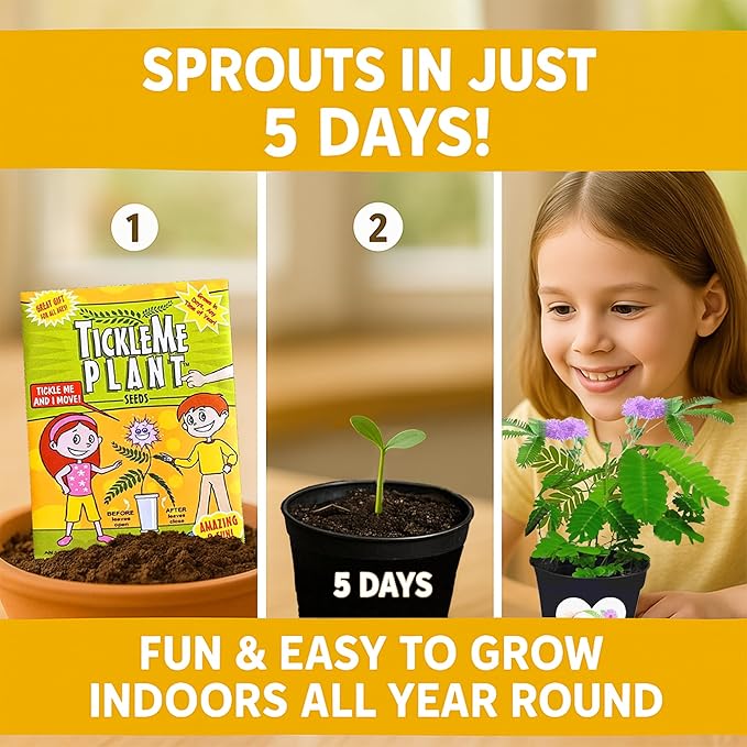 TickleMe Plant Classroom or Homeschool Science Fun Planting Party Kit – for 30 Students – Grow a Sensitive Plant That Reacts to Touch – Includes Activity Book and Seeds for Kids to Plant