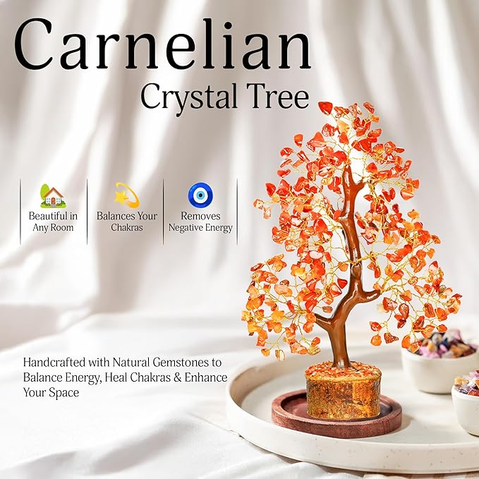 Carnelian Crystal Tree - Home Decor - Bonsai Tree - Tree of Life Decor - Spiritual Decor - Crystal Decor - Good Luck Gifts - Meditation Accessories - Money Tree - Desk Decor - Good Luck Charms