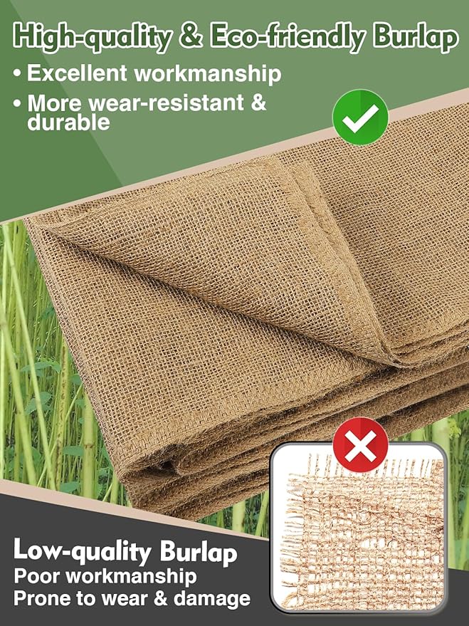 ANPHSIN 75ftx40in Large Burlap Plant Covers Freeze Protection - Winter Frost Blankets Cloth Natural Burlap Fabric Roll for Outdoor Bushes Trees Potted Plants Cold Weather