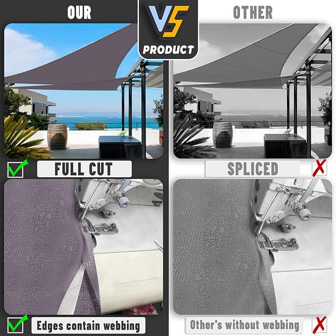 LOVE STORY Custom Size 13'x13'x13' Dark Grey Sun Shade Sail Triangle Sunhsade Fabric Awning Canopy for Patio Backyard Carport Pergola (Customized)