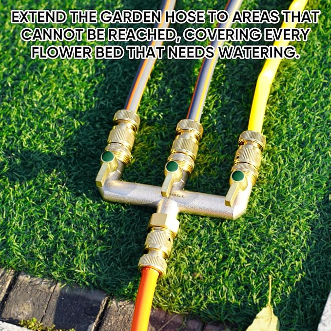 3/4 Inch Garden Hose splitter,Designed for installing multiple irrigation system timers,Suitable for high water pressure faucet manifolds - Freeze and rust resistant Full Flow 3 way valves