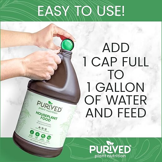 Purived 1gal All-Purpose Liquid Plant Fertilizer - Makes 320 Gallons, for Indoor Houseplants, All-Natural, Groundwater Safe, Made in USA