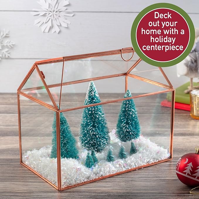D'Eco Glass House Centerpiece (10"x6"x8") - Tabletop Planter Terrarium for Home Decor & Wedding Letterbox - Fill w/Succulents, Holiday Decorations, Mini Trees & Ornaments - Xmas Gift for Plant Lovers
