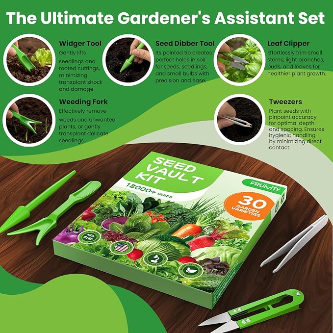 30 Heirloom Seeds Variety Pack - 18,500+ Non-GMO Seeds for Planting Vegetables, Home Garden Seeds for Hydroponic, Indoor and Outdoor, Christmas Unique Gift for Mother, Women, Mom, Friend, Her