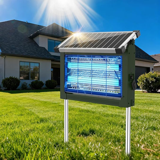 Solar Bug Zapper Outdoor, Mosquito Zapper Waterproof Electric Fly Zapper Rechargeable Mosquito Killer Lamp with 10W Solar Panel, 4500V Cordless Fly Trap for Backyard, Patio, Garden, RV, Camping