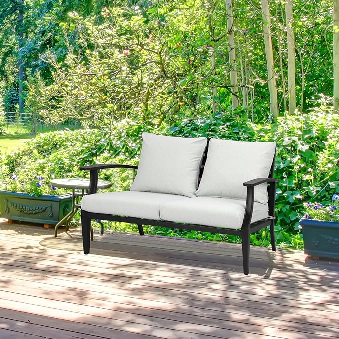 Aoodor 24" x 24" Patio Deep Seat Cushion Set, Water Resistant & Fade Resistant Outdoor Furniture Cushions with Adjustable Straps for Patio, Deck, Garden, Grey