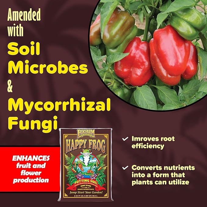 FoxFarm Happy Frog Potting Soil, 2cu ft (Pack of 2) - for Indoor/Outdoor Container Plants, Improves Root Efficiency, pH Adjusted for Optimal Nutrient Uptake - Contains Mycorrhizae and Humic Acids