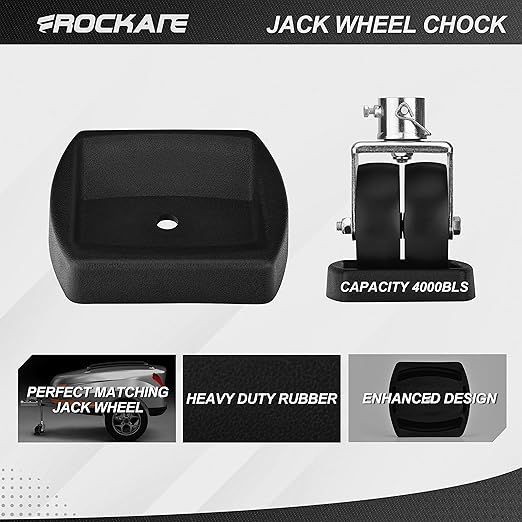 Rockane Dual 6'' Trailer Jack Swivel Caster Wheel Replacement with Rubber Wheel Chock，2000LBs Capacity with Pin for Boat Hitch Camper for Soft Ground Roll - Perfect Matching Jack Wheel Dock