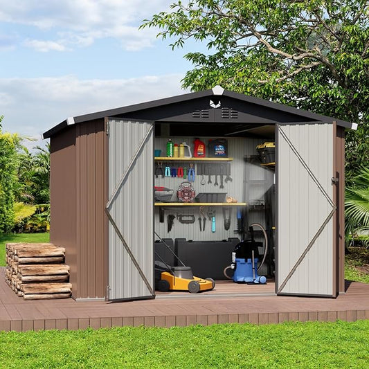 Metal Storage Shed,10x8 Outdoor Storage Building,Large Backyard Sheds with Lockable Doors,Waterproof Outside Storage Sheds