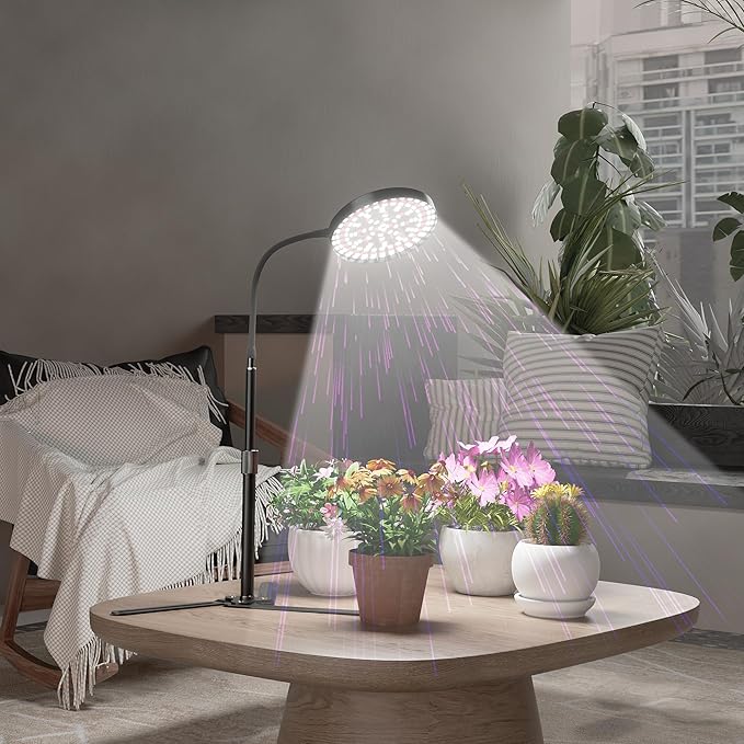GooingTop Grow Light for Plants Indoor Growing,6000K Full Spectrum Plant Growing Lamp with White Red Blue LED for Pots Succulents Seed Starting,Height 10-32'' with Optional Dimming & Timer