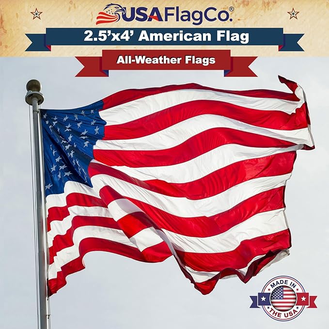 Stars and Stripes American Flag by USA Flag Co. (Made in USA) The BEST 2.5x4 Embroidered Stars and Sewn Stripes United States Flags - 2.5 x 4 ft.