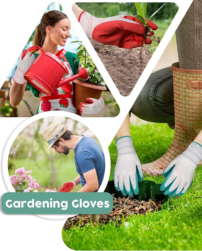 32 Pairs Gardening Work Gloves Bulk for Women and Ladies, Breathable Rubber Coated Garden Outdoor Safety Gloves with Grip