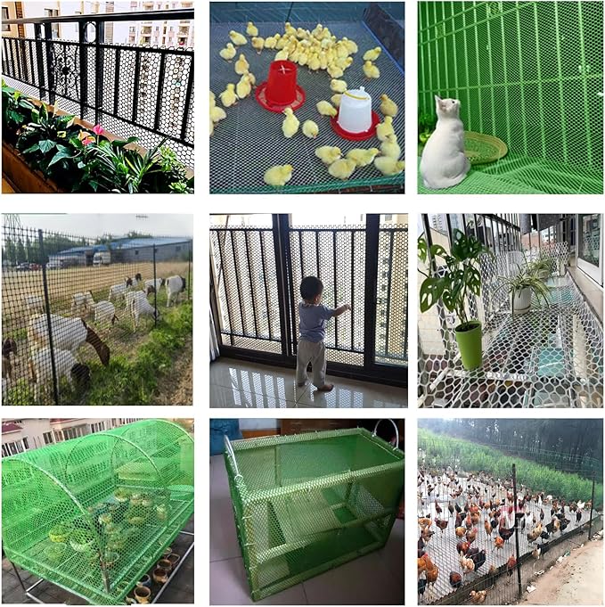 XIFENG Plastic Wire Mesh Fence Roll for Poultry Dogs Rabbit Snake Barrier, Plastic Chicken Fence Wire Fencing Mesh Poultry Netting for Garden Farm(Size:0.47in mesh-33ft L x 3.3ft W Roll,Color:Green)