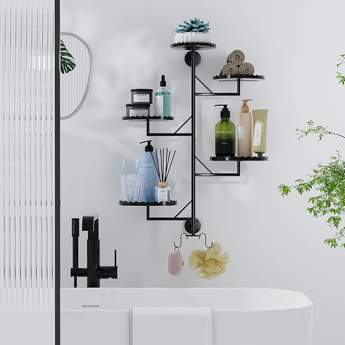 Rotating Window Plant Shelves indoor 5-tier Metal Plant Stand, Wall Plant holder for Multiple Plants indoors, Window Sill Gifts for Small Spaces, Stylish and Functional Indoor Plant Stand Black