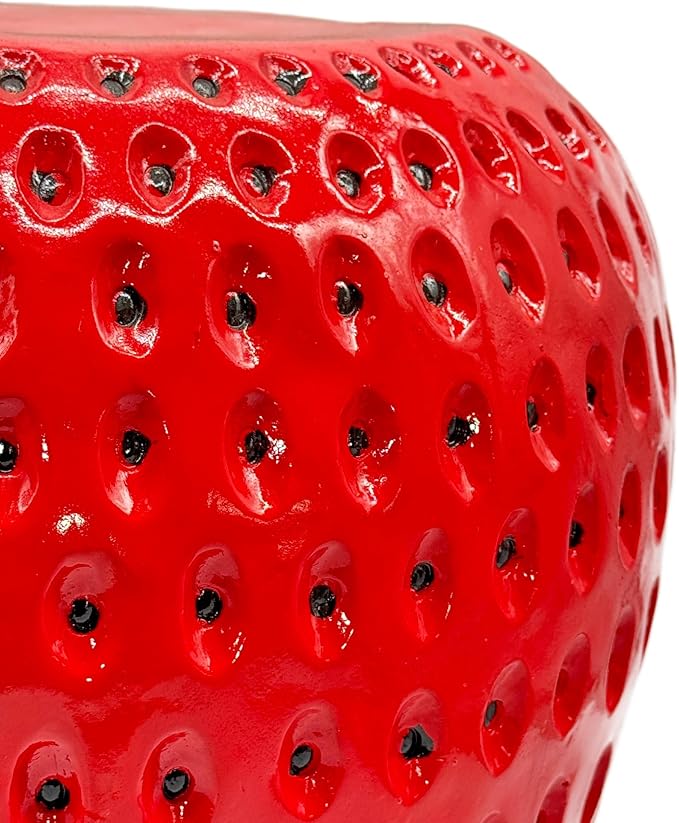 Galt International 18" Red Strawberry Stool Side Table Home Decor Plant Stand Garden Indoor Outdoor Decorations