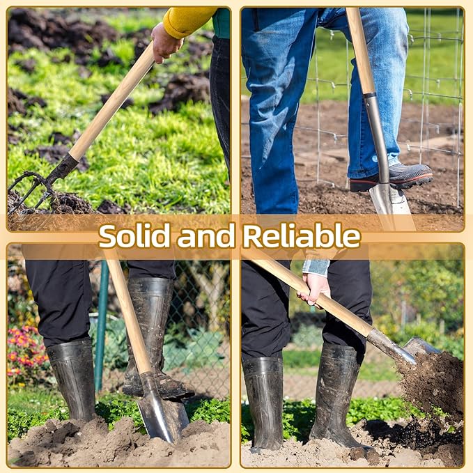 1 Pcs Shovel Handle Replacement 41" Length, 1-1/2" Diameter, Strong Hardwood Solid Ash Wood Straight Handle for Long D Shovels Garden Tool
