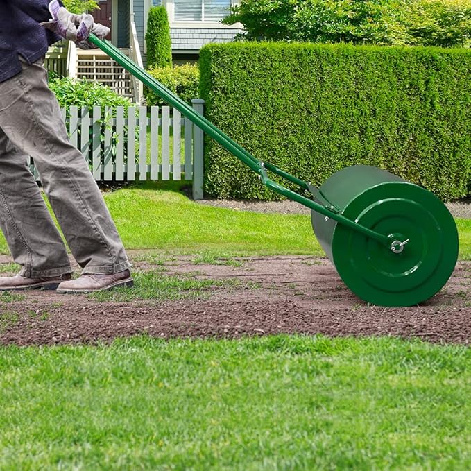 VINGLI Lawn Roller Water Filled Pull Behind 20inch Garden Drum Roller Push/Tow Behind, Water/Sand Filled Roller for Garden, Lawn, Backyard (36 inch, Green)