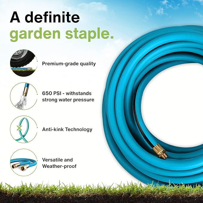 Aeromixer THE HOSE - 3/4 Inch Garden Hose 10 Feet, Kinkless Commercial Short Garden Hoses, Heavy Duty Industrial Water Hoses for Outdoors, 650 PSI High-Pressure Watering Tool for Farming and Gardening