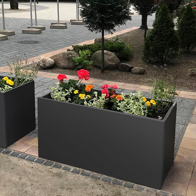 Steel Planter Box 36"x12"x20", Square Metal Planter Box Indoor&Outdoor, Steel Planter Heavy Duty for Commercial and Residential Use