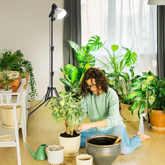 SANSI Grow Lights for Indoor Plants, 4 Dimmable Levels 30W Full Spectrum Plant Lights for Indoor Growing, Tripod Stand Adjustable 30"-55" Plant Grow Light with Remote Control Auto Timer