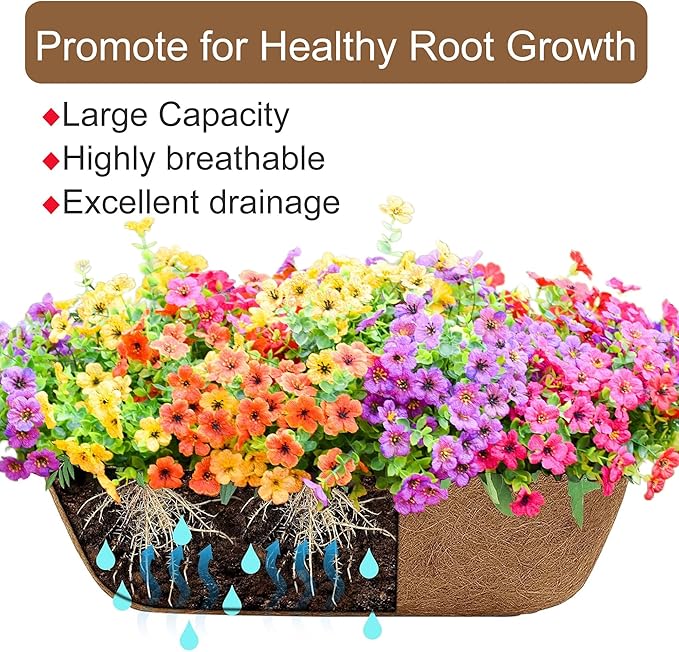 24 Inch Window Baskets with Coconut Liner Outdoor Wall Planter for Plants Long Window Flower Box for Porch Fence Patio Outdoor（2 Pack）