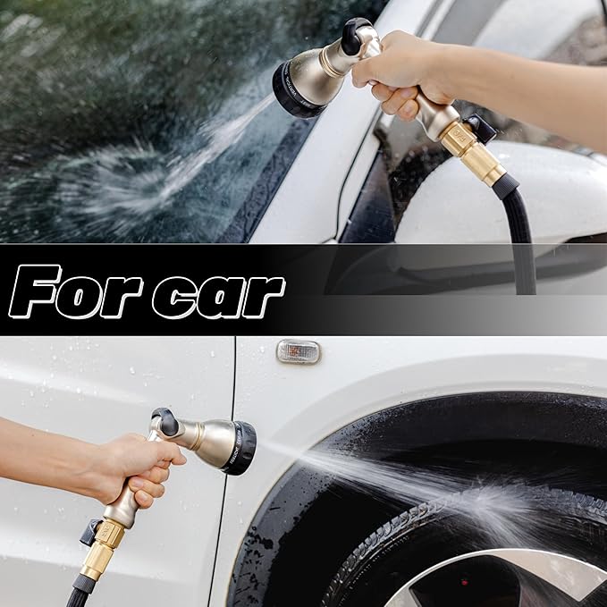 V.C Formark Heavy Duty Metal Garden Hose Nozzle,Thumb Control with 8 Patterns (Jet, Mist, Shower, Soaker),High Pressure & Anti-Leak for Lawn, Plant Watering, Car Washing, Pet Bathing,Window Cleaning