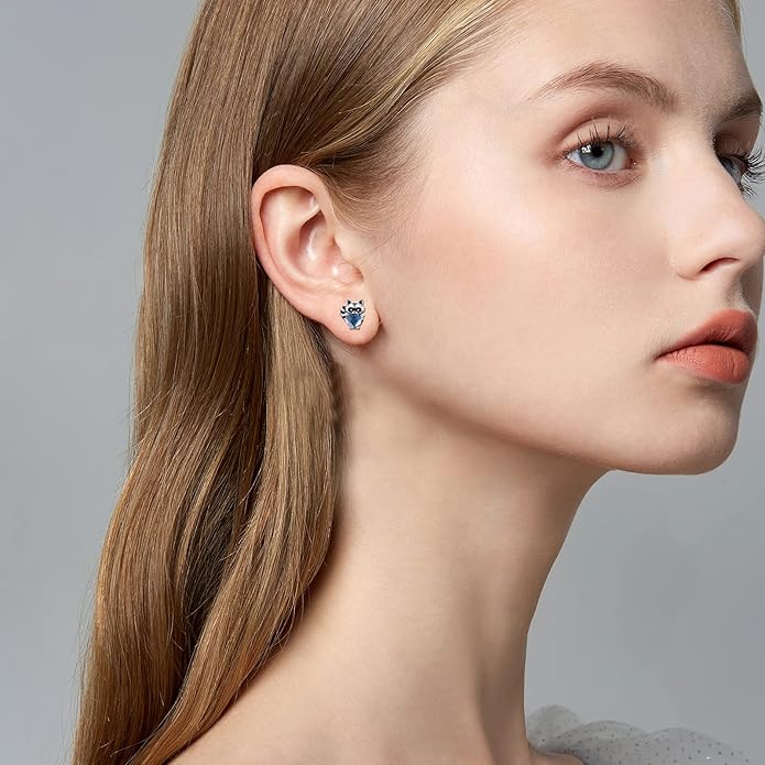JUSTKIDSTOY Hypoallergenic Earrings Sterling Silver Crystal Cute Animal Studs Earrings for Sensitive Ears Birthday Gifts for Women Girls