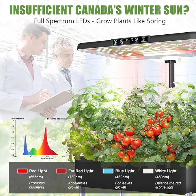 44-Pod Indoor Hydroponic Growing System + 3 Free Seeds Starter Kit (Lettuce, Salad Mixed, Basil Seeds) – Dual 53W Full-Spectrum LED, 10-L Water Tank, 2-Tier Grow Pods (44 Pods)