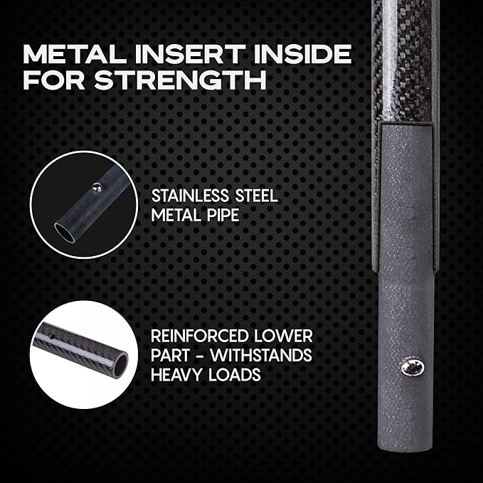 CKG Carbon Fiber Travel Sand Scoop Shovel Handle Universal Lightweight Pole for Beach Metal Detecting Long Rod with 28.5mm/1 1/8 " Diameter