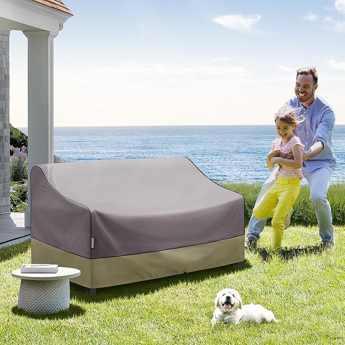 KylinLucky Patio Furniture Loveseat Covers 48W x 26D x 33H inches,2-Seater Outdoor Sofa Covers Waterproof Grey