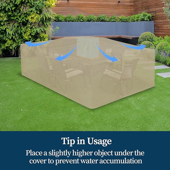 Easy-Going Square Patio Furniture Cover Waterproof Outdoor Dining Table and Chair Cover Anti-UV Outside Sectional Sofa Set Covers (64"L x 64"W x 28"H, Camel)
